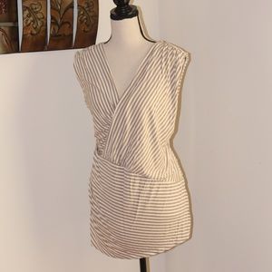 Metaphor, striped  v- neck sleeveless shirt ....